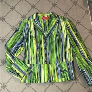 Gabriella Molinari Chic Striped Blazer in Green and Blue